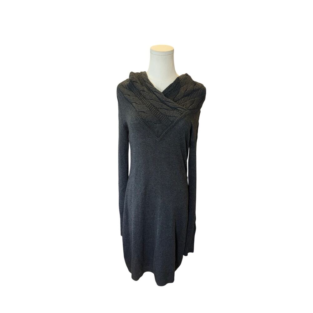 Athleta Gray Hooded Sweater Dress Cowl Neck Cozy Knit Size Small